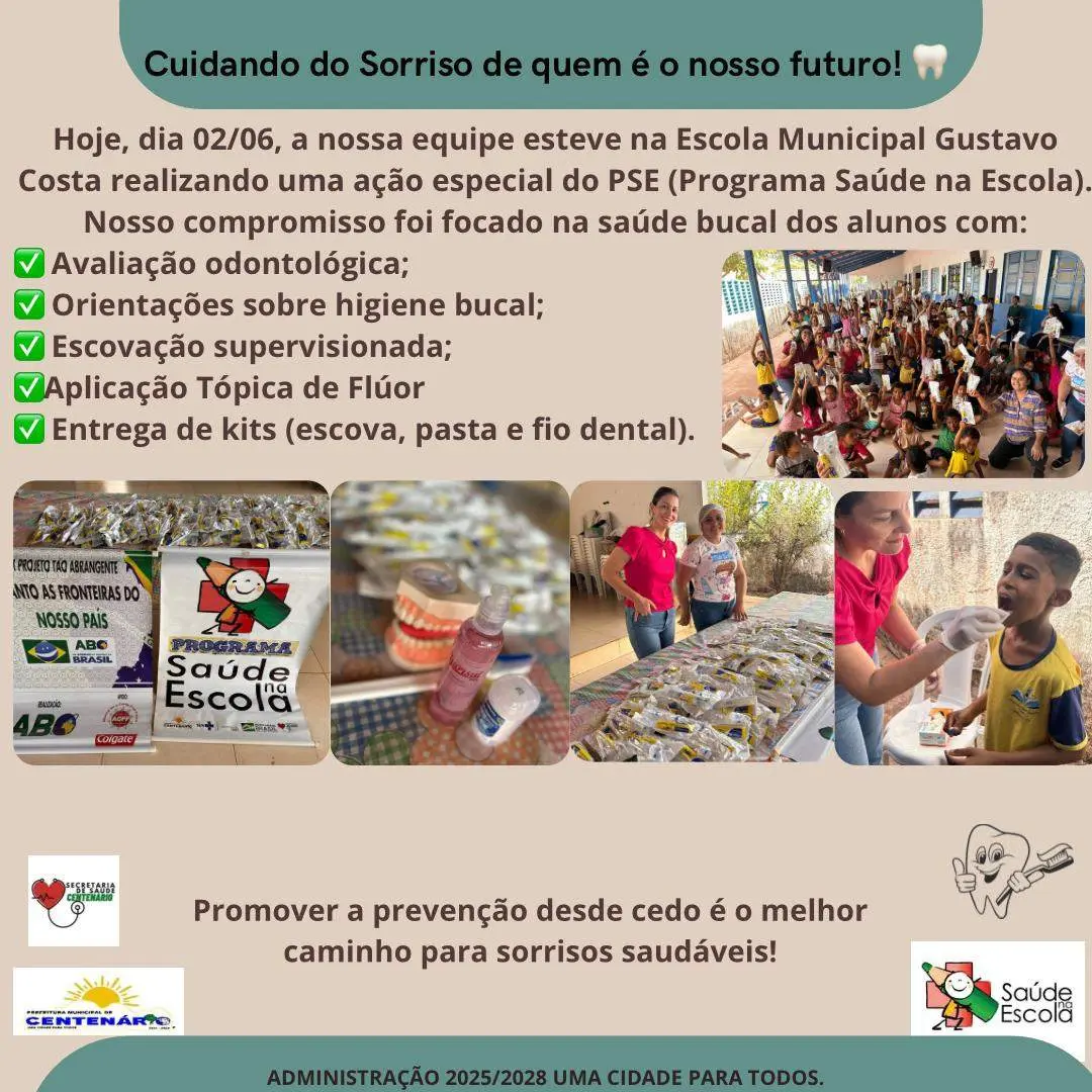 Hoje foi dia de cuidar dos sorrisos na Escola Municipal Gustavo Costa
